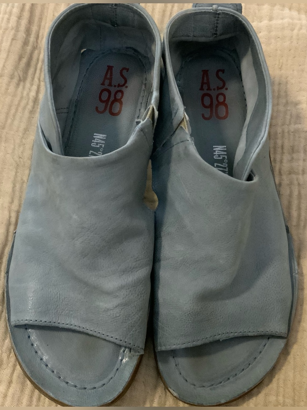 A.S.98 Women's Reiley Leather Open-Toe Slide Sandals in Sky